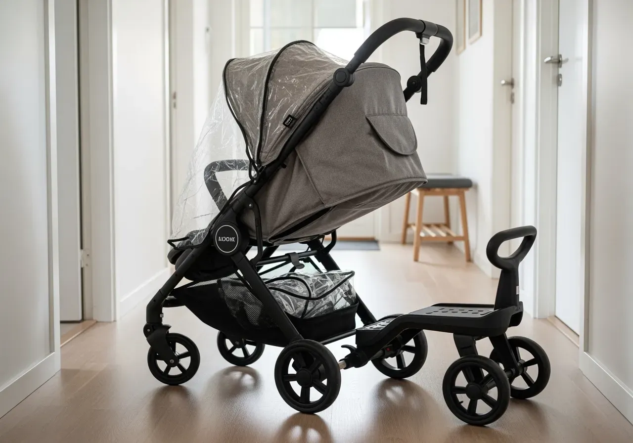 Grå ståbräda Bumprider för barnvagn