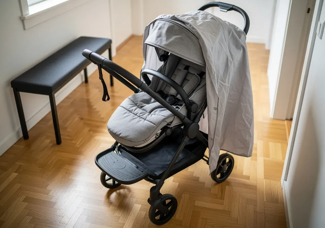 Rosa ståbräda med sits till vagn