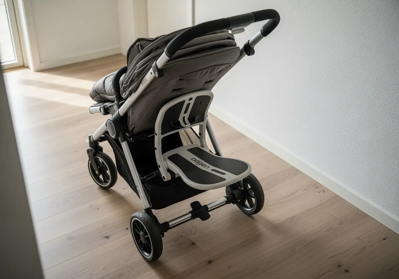 Svart ståbräda med sits till barnvagn