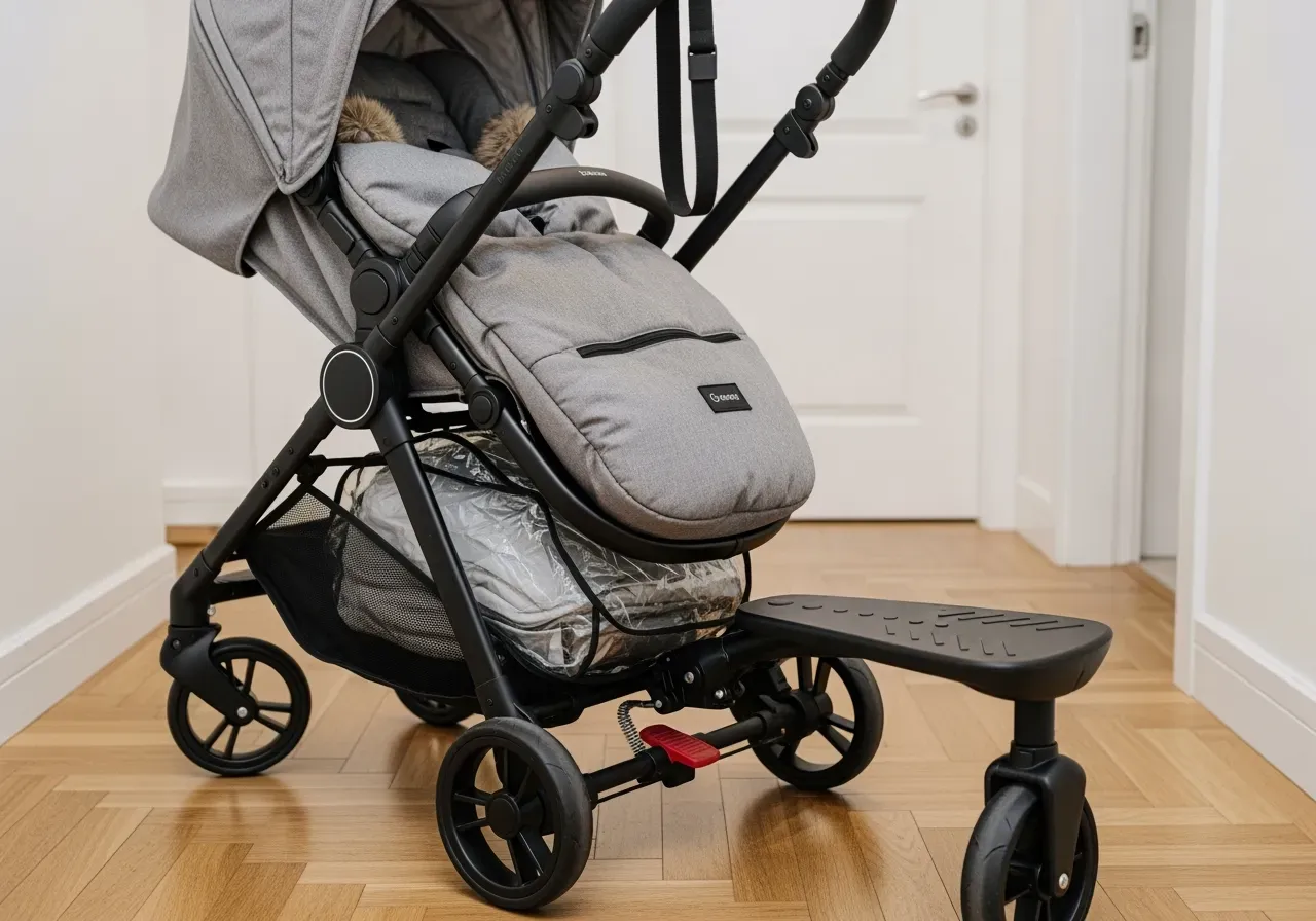 Syskon på vagn med ståbräda