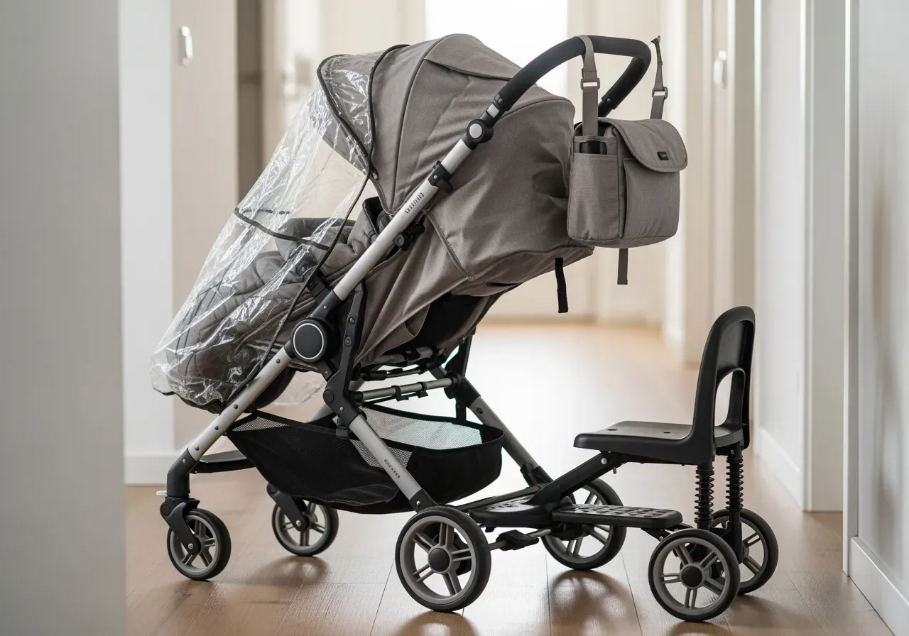 Syskon på vagn med ståbräda