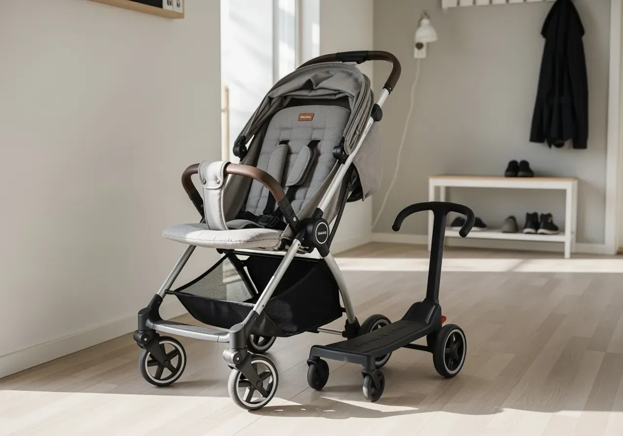 Syskon på vagn med ståbräda